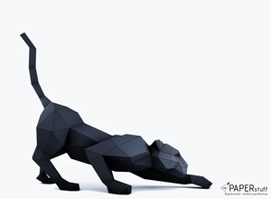 lowpoly black panther paper origami papercraft 3dprint 3d printable printer for3dprinting animal stylized interior design poly desktop office art sculptures statue 3d print model - Mito3D