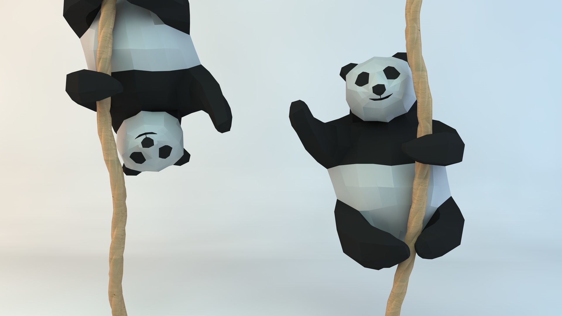 lowpoly lindo animal panda impresión zoo dibujos animados criaturas polar oso césped juego listo cuerda zorro animales juegos juguetes 3D print model - Mito3D