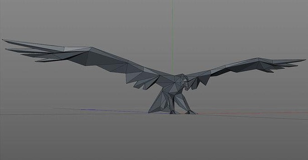 lowpoly adler rabe vogel figur feder tier fliege flügel polygonal poly kunst skulpturen 3d print model - Mito3D