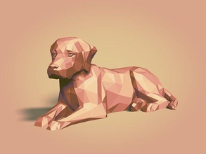çokgen köpek labrador heykel hazır 3d baskı hayvan karikatür sanat stil japon kağıt katlama sanatı heykelcik öz poli düşük yazdır geometrik beagle altın av köpeği heykeller 3d print model - Mito3D
