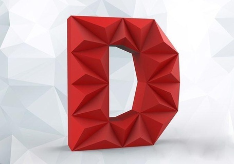 lowpoly letter geometric contemporary origami bright triangle illustration design shining futuristic trendy modern shape elm folded vector fold art signs logos 3d print model - Mito3D