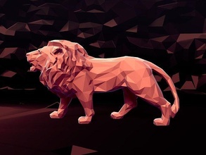 lowpoly lion figurine ready 3d printing poly statue polygon design geometric sculpture sculpt abstract animal cartoon art style print monument origami modern sculptures 3d print model - Mito3D