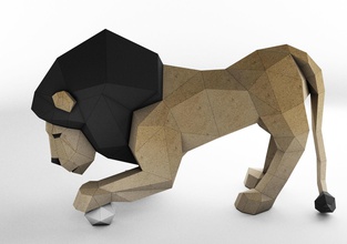 lowpoly león papercraft 3d modelo papel arte león decoración regalo animal escultura descargar 3dprint 3dprinting 3dprinteable arte esculturas estatua 3d print model - Mito3D
