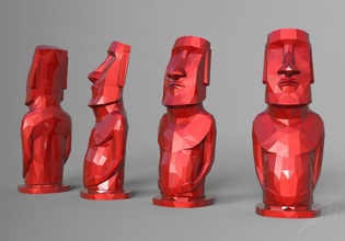lowpoly moai statua pasqua isola 3d stampa modello scultura deco arte sculture 3d print model - Mito3D