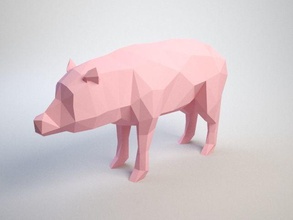 lowpoly cerdo poligonal animal naturaleza dinero banco 3dprint impresión v rayo arte 3d print model - Mito3D
