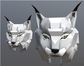 lowpoly trophy head lynx wild nature trophee trophes wall decoration interior papercraft poly animal 3dprint 3dprinter 3dprintable house decor 3d print model - Mito3D