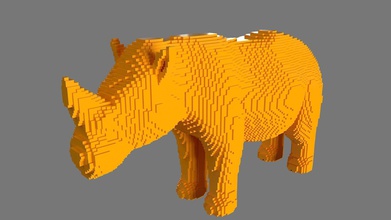 lowrez series - rhino art rhinoceros 3dprint lowres voxel pixelate sculptures 3d print model - Mito3D