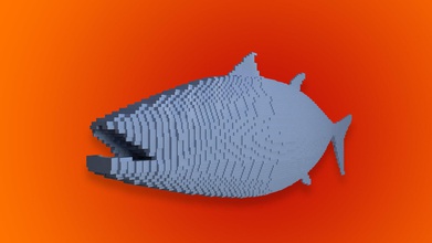 lowrez de la série - une boite thon art pixels pixelisation voxel effet 3dprintable le lowres lowpoly lowresolution adriano sanna du poisson sculptures 3d print model - Mito3D