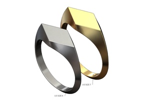 losange sceau bague mariage engagement profile bas mode bijoux imprimable or argent sterling luxe accessoires moderne classique minimaliste Facile anneaux 3d print model - Mito3D