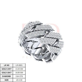 lr-0001 us 4-50 cuban rings sterling silver printable jewellery hiphop diamond ring fashion beauty gold latest design cad stylish western shine jewel jewelry 3d print model - Mito3D