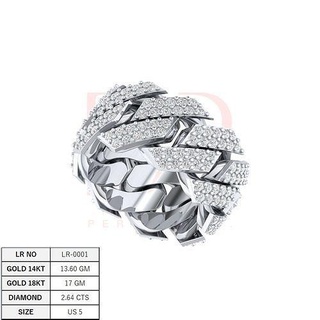 lr-0001 us 5 cuban rings sterling silver printable jewellery hiphop diamond ring fashion beauty gold latest design cad stylish western shine jewel jewelry 3d print model - Mito3D