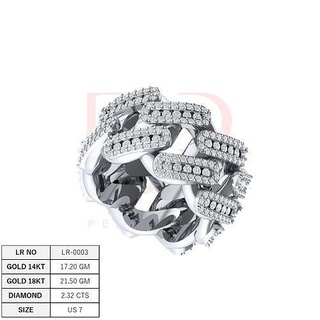 lr-0003 cuban rings sterling silver printable jewellery hiphop diamond ring fashion beauty gold latest design cad stylish western shine jewel jewelry 3d print model - Mito3D