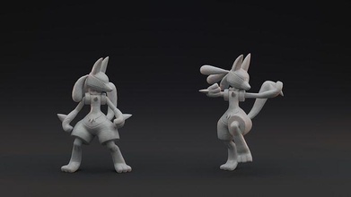 lucario 2 poses pre supported pokemon Pikachu charizard charmander perro pokebola captura anime luchando figura figurilla juegos juguetes 3d print model - Mito3D