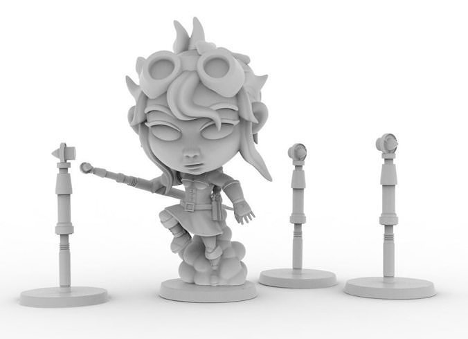 lucca alegro chibi legendas herói personagem aventureiro explorador masmorra steampunk viajante figura menina jogos brinquedos borda 3D print model - Mito3D