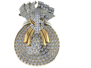 lucky bag pendant jewel jewelry gold luxury design printable decoration brooche jewellery shining pendants 3d print model - Mito3D