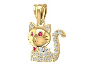 lucky cat pendant 1619 jewelry fashion accessories gold diamond man men woman women unisex design fengshui pendants 3d print model - Mito3D