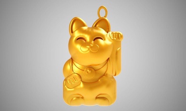 lucky cat money japan backdrop japanese culture traditional asia good happiness object luck cultural nice tradition fortune amulet prosperity charm jewelry pendants 3d print model - Mito3D