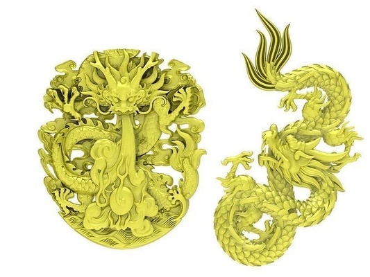 lucky chinese dragon pendant jewelry 4037 fashion accessories gold diamond design fengshui 3d print model - Mito3D