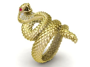 lucky croba ring 3046 snake jewelry fashion accessories gold diamond woman women design fengshui rings 3d print model - Mito3D