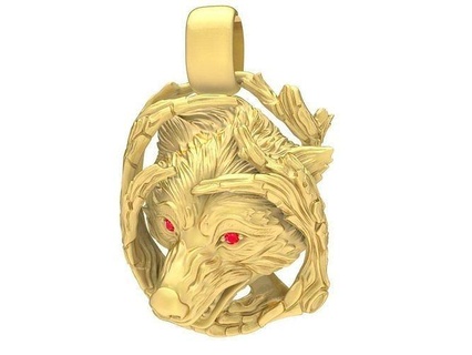 suerte diamante cabeza lobo colgante pendiente 3600 joyería joya Moda accesorios oro diseño Feng Shui colgantes 3d print model - Mito3D