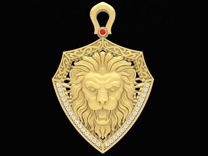 lucky diamond lion pendant 3620 jewelry fashion accessories gold man men new design fengshui pendants 3d print model - Mito3D