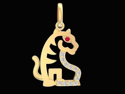 lucky diamond tiger pendant 3215 jewelry fashion accessories gold new design fengshui pendants 3d print model - Mito3D