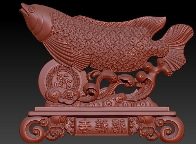 chanceux dragon poisson monnaie balance porte bonheur maison décor 3D print model - Mito3D