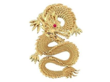 fortunato Drago pendente 1539 gioielleria moda Accessori oro diamante design feng shui uomo uomini ciondoli 3d print model - Mito3D