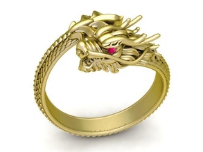 lucky dragon ring 1601 jewelry fashion accessories gold diamond design fengshui rings 3d print model - Mito3D