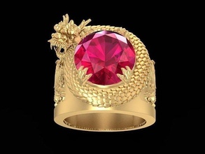 lucky dragon ring 3093 jewelry fashion accessories gold diamond man men design fengshui rings 3d print model - Mito3D