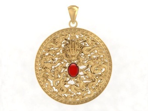 lucky dragons pendant 3072 jewelry fashion accessories gold diamond man men design fengshui pendants dragon 3d print model - Mito3D
