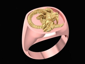 lucky goat ring women 1529 jewelry fashion accessories gold diamond woman unisex design fengshui rings 3d print model - Mito3D
