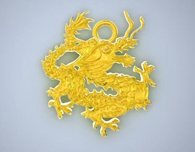 fortunato d'oro Drago simbolo design astratto statua forma moda 3d print model - Mito3D