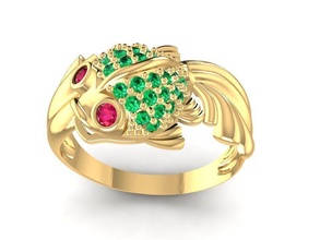 suerte pez colores anillo 1620 joyería joya moda accesorios oro diamante mujer diseño feng shui anillos 3d print model - Mito3D