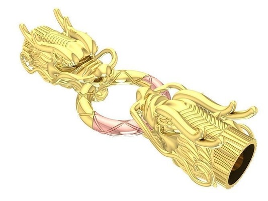 glücklich kopf of drachen schmuck 3307 mode zubehör gold diamant männer design feng shui armbänder 3d print model - Mito3D