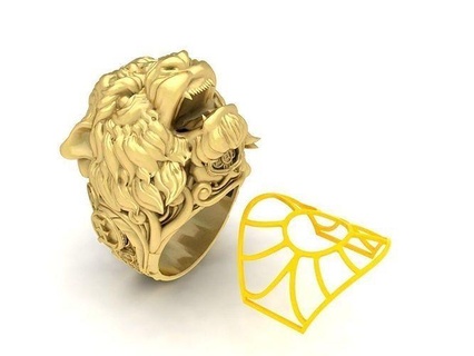 lucky head tiger men ring 3686 jewelry fashion accessories gold diamond man new design animal rings 3d print model - Mito3D