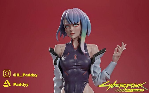 Lucy coureurs bord fille personnage femme cyberpunk 2077 waifu anime manga Netflix Rebecca figure tronçonneuse art sculptures 3d print model - Mito3D