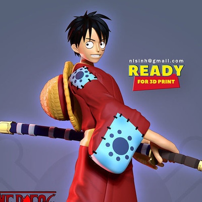 luffy korsan savaşçı parça op 3dprint oğlan heykel şekil anime manga 3dprinting heykelcik sanat heykeller karakter 3d print model - Mito3D