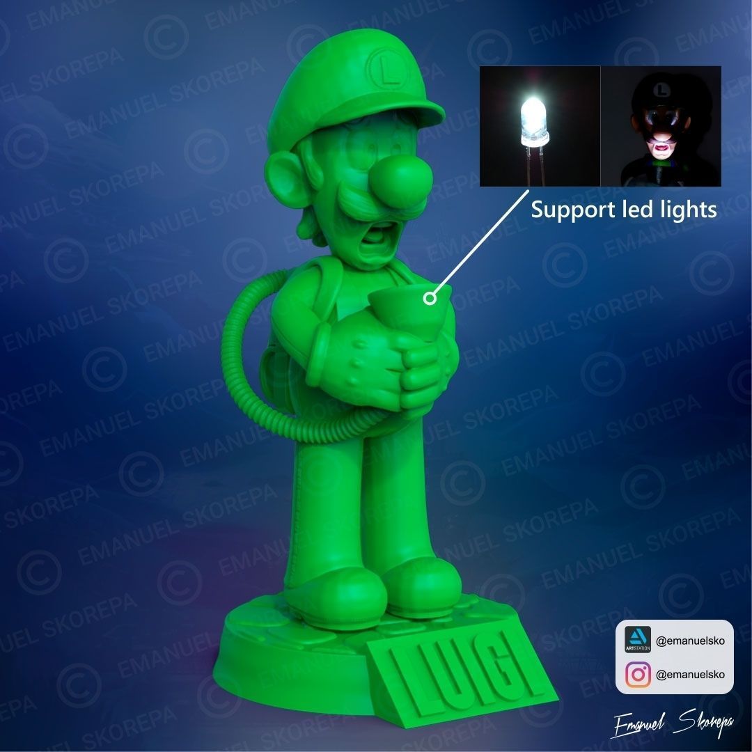 luigi lampe 3d drucken mario 3dprint stl nintendo spiel videospiel impresion3d bowser kröte zelda kreuzung villa spiele spielzeuge tier 3D print model - Mito3D