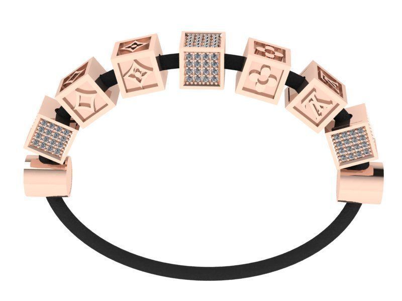 luis vuitton armband komponenten würfel mode gold diamant schmuck bvlgari tiffany hochzeit luxus armbänder 3D print model - Mito3D