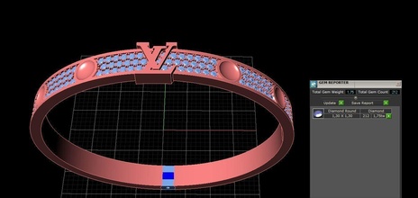 Luis Vuitton bracelet diamant lv or argent moissanite VIP mode 3d print model - Mito3D