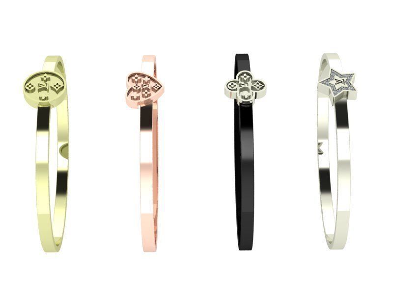 luis vuitton bracelet ensemble 4 in 1 louis lv or diamant mode mariage engagement bijoux bvlgari tiffany bracelets 3D print model - Mito3D