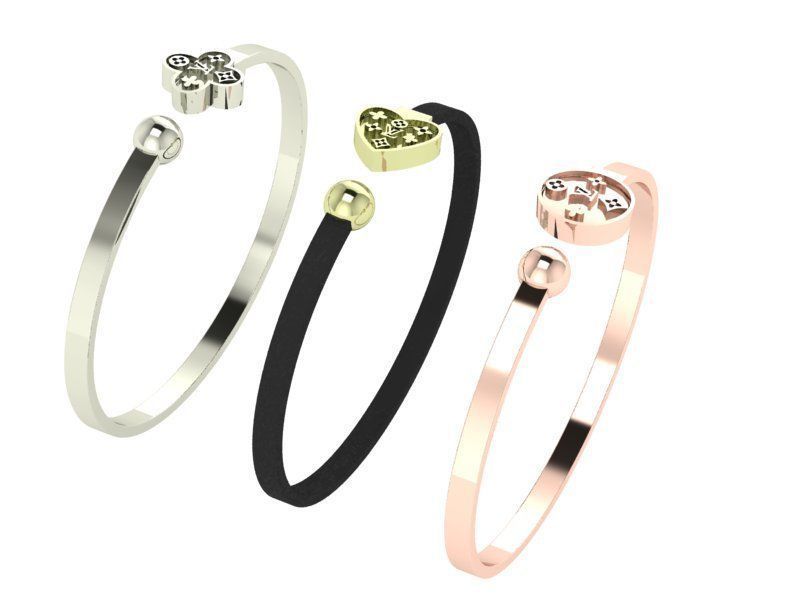 luis vuitton moda pulseira de 3 a 1 jóias diamante ouro casamento o envolvimento forme bracelete luxo cracelet bvlgari tiffany chanel pulseiras 3D print model - Mito3D