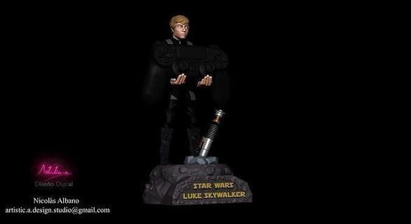 Lucas Skywalker controle video game suporte luz sabre presente Estrela Jedi celular escultura arte esculturas 3d print model - Mito3D