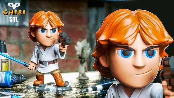 Luke Skywalker Chibi stl 3d Drucken chistl 3dxm Wunder vereinigt Homebrew Spiele Spielzeuge 3d print model - Mito3D