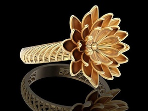 lux flor anillo plata oro libra esterlina imprimible joyería joya 3d modelo fusión Boda compromiso diseño Moda belleza mujer 3d print model - Mito3D