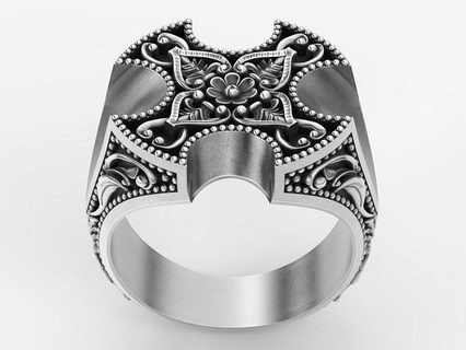 lux ring silver gold sterling jewelry printable 3d model lion gild fashion beauty platinum engagement wedding flower design statue pattern sculpture rings 3d print model - Mito3D