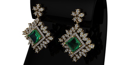 luxe boucles d'oreilles mode beauté émeraude bijou bijoux Marquise diamant or argent brillant vert fleur imprimable gemme 3d print model - Mito3D