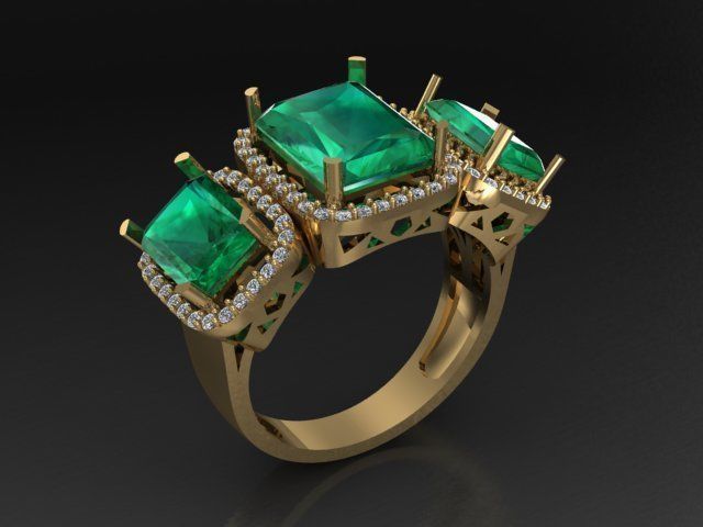 luxe bague or argent mode brillant mariage engagement diamant bijou bijoux rubis adolescent émeraude beauté vert blanc valentime l'amour anneaux 3D print model - Mito3D