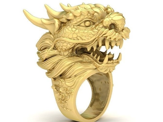 luxury 24k chinese dragon ring 3647 jewelry fashion accessories gold diamond man men design fengshui rings 3d print model - Mito3D